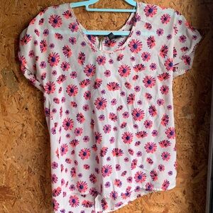 Lauren Conrad hot pink floral shirt